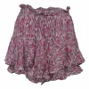 Fuchsia viscose abstract print Sornel pull-on tier ruffle wide-leg shorts