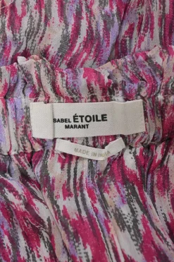 Fuchsia viscose abstract print Sornel pull-on tier ruffle wide-leg shorts