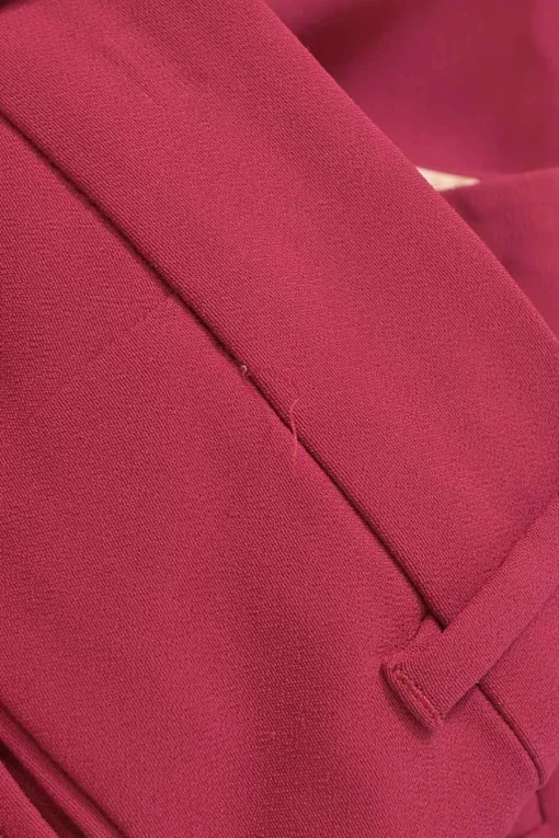 Fuchsia viscose-blend crêpe high-rise wide leg tailored pants with contrasting hem