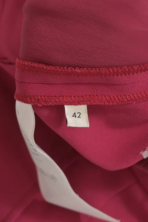 Fuchsia viscose-blend crêpe high-rise wide leg tailored pants with contrasting hem