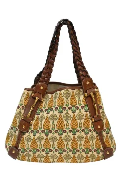 Garden ecru and yellow canvas and leather Pigna Print Pelham shoulder bag