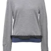 Garde-robe pour femme heather grey bi-layer effect distressed crewneck pullover sweater
