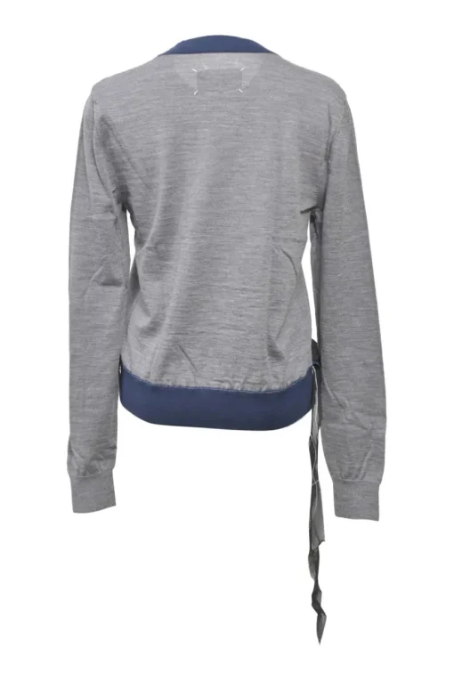 Garde-robe pour femme heather grey bi-layer effect distressed crewneck pullover sweater