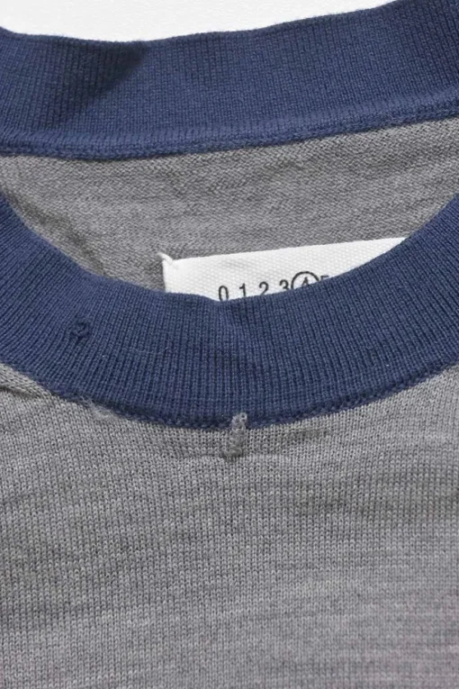 Garde-robe pour femme heather grey bi-layer effect distressed crewneck pullover sweater