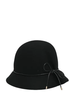 Genie black wool cloche hat