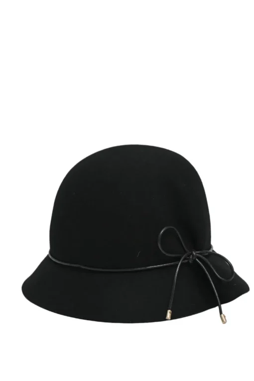Genie black wool cloche hat
