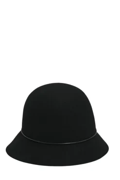 Genie black wool cloche hat