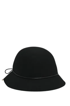 Genie black wool cloche hat