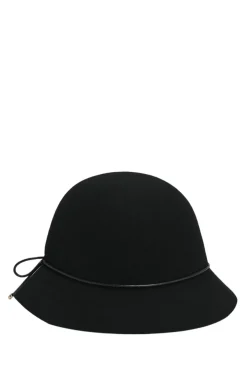 Genie black wool cloche hat