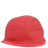 Geranium braided paper Emma cap featuring 'H vagues' and lacquered Clou de Selle appliqués