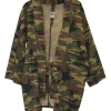 Ghurka cotton Yumi camouflage print tie-front cocoon kimono-inspired jacket