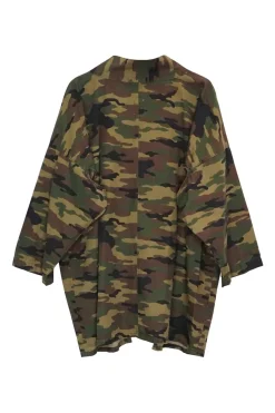 Ghurka cotton Yumi camouflage print tie-front cocoon kimono-inspired jacket