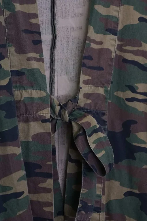 Ghurka cotton Yumi camouflage print tie-front cocoon kimono-inspired jacket