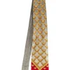 gold and red print silk tie