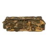 Gold embellished flap clutch bag featuring floral bead broderie motif