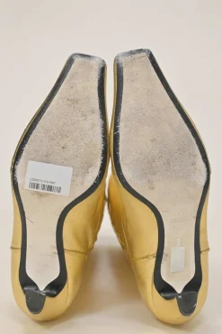 Gold foiled lambskin Dallas Western pull-on tall boots with square toe and sculpted comma heel