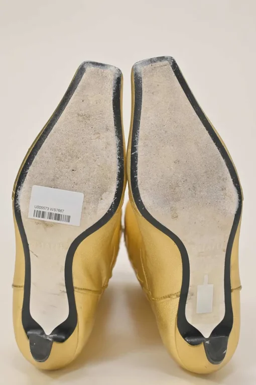 Gold foiled lambskin Dallas Western pull-on tall boots with square toe and sculpted comma heel