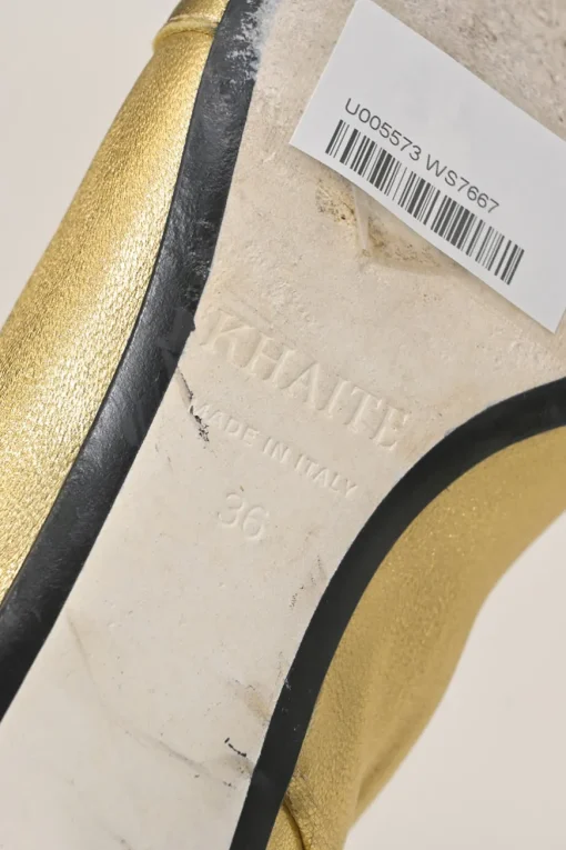 Gold foiled lambskin Dallas Western pull-on tall boots with square toe and sculpted comma heel