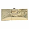 Gold foiled leather petit Pilgrim De Luxe buckle clutch with kiss lock fastening