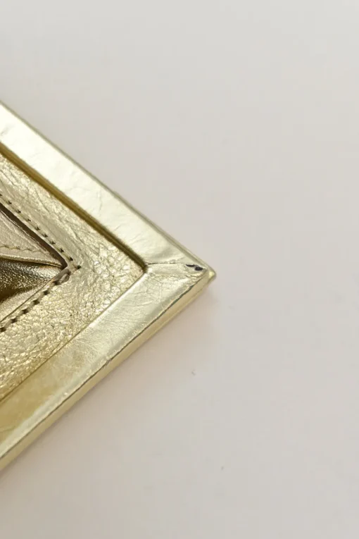 Gold foiled leather petit Pilgrim De Luxe buckle clutch with kiss lock fastening