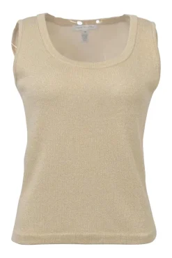 Gold glitter jersey knit tank top