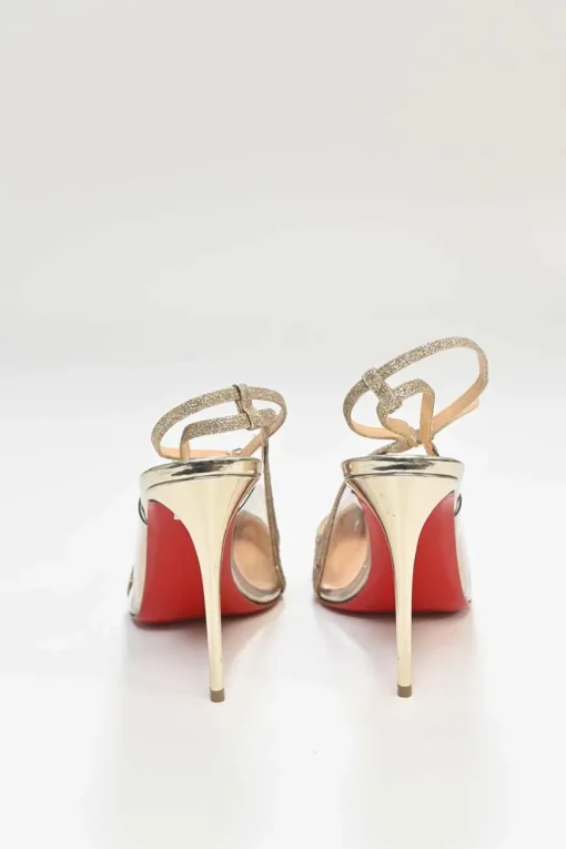 Gold glitter-bonded leather Optisexy 105 pointed-toe slingback pumps