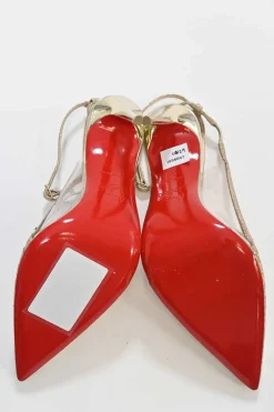 Gold glitter-bonded leather Optisexy 105 pointed-toe slingback pumps