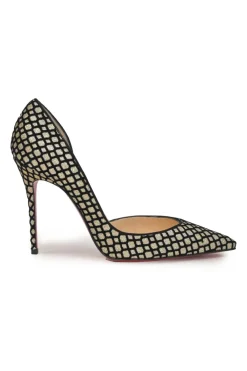 Gold glitter-flocked leather Iriza 105 pointed-toe half D'Orsay pumps