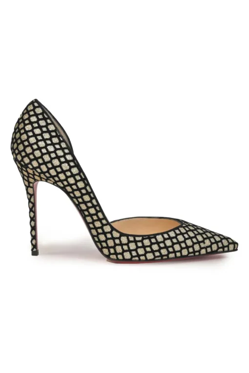 Gold glitter-flocked leather Iriza 105 pointed-toe half D'Orsay pumps