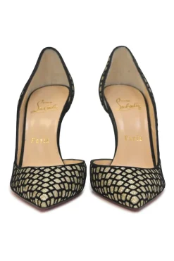 Gold glitter-flocked leather Iriza 105 pointed-toe half D'Orsay pumps
