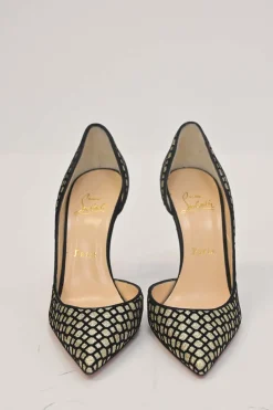 Gold glitter-flocked leather Iriza 105 pointed-toe half D'Orsay pumps