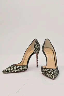 Gold glitter-flocked leather Iriza 105 pointed-toe half D'Orsay pumps