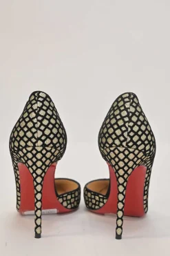 Gold glitter-flocked leather Iriza 105 pointed-toe half D'Orsay pumps