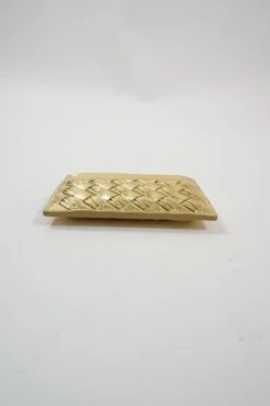 Gold Intrecciato Leather Card Holder