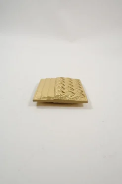 Gold Intrecciato Leather Card Holder