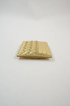 Gold Intrecciato Leather Card Holder