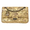 Gold laser-cut brocade print matelassé lambskin 2.55 Double Flap shoulder bag with gold-tone hardware and faux-pearl caged egg charm