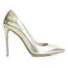Gold leather pointed-toe pumps