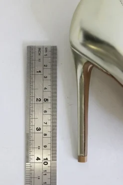 Gold leather pointed-toe pumps