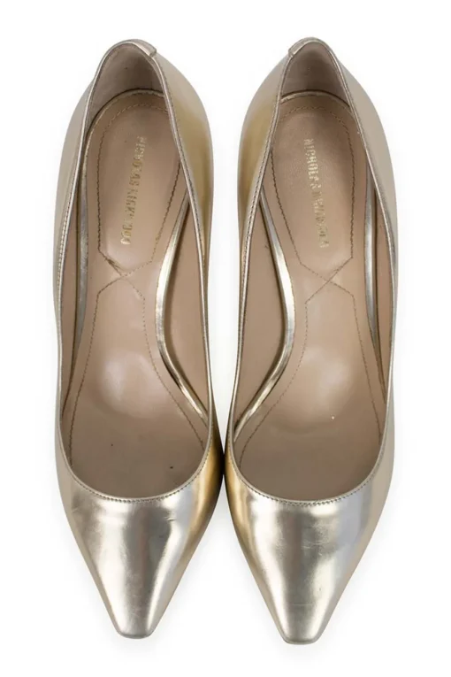 Gold leather pumps
