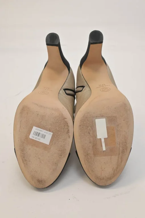 Gold leather round-toe faux pearl-embellished caged booties with contrasting cap toe