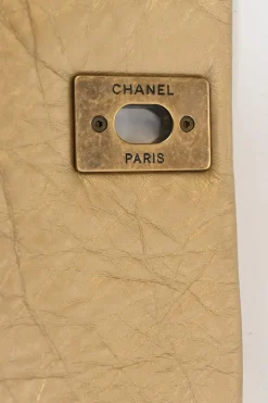 Gold matelassé crinkle lambskin leather Pondicherry Large Flap bag