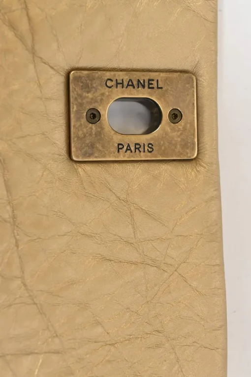 Gold matelassé crinkle lambskin leather Pondicherry Large Flap bag