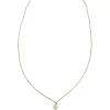 Gold metal with crystals and white resin pearls logo bird cage necklace