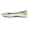 Gold mirrored leather Trompette square-toe buckle ballerinas