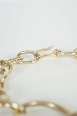 gold tone chunky chain necklace with oversized silver ball pendant