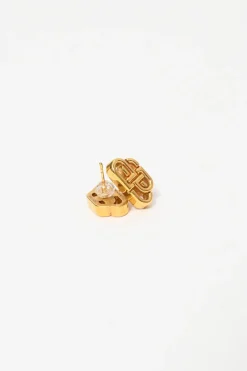 Gold-finish brass BB Xs mini stud earrings