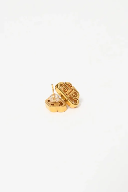 Gold-finish brass BB Xs mini stud earrings