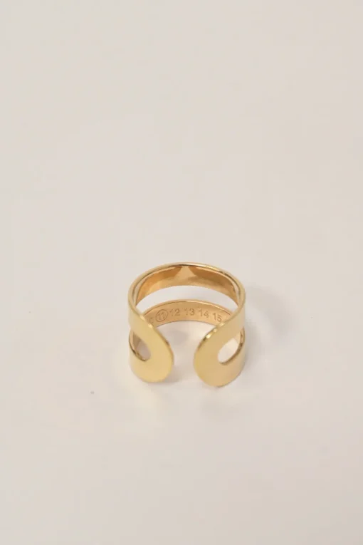 Gold-finish brass double-band four-piece ring set