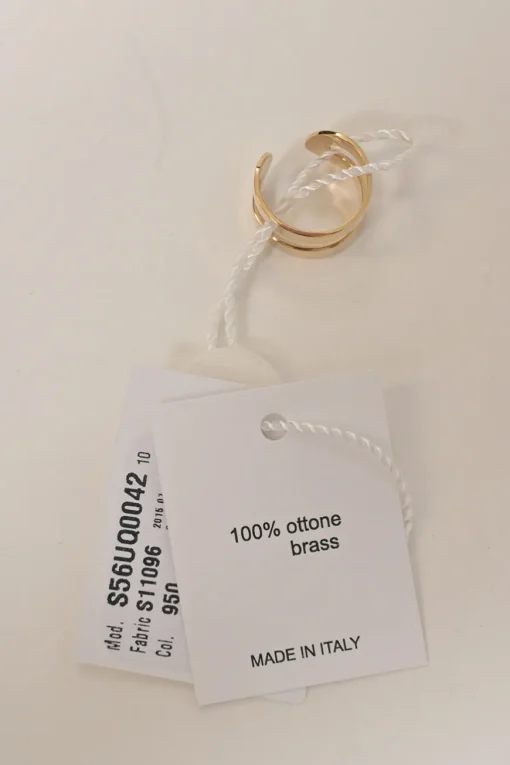 Gold-finish brass double-band four-piece ring set